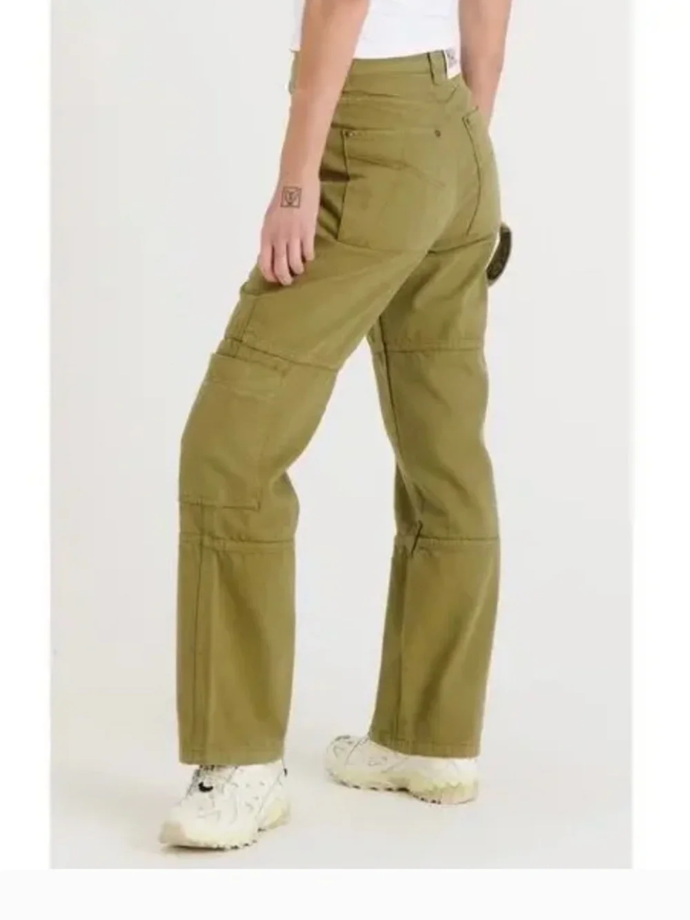 The Ragged High Rise Green Combat Dad Relaxed Straight Streetwear Jeans Size 28